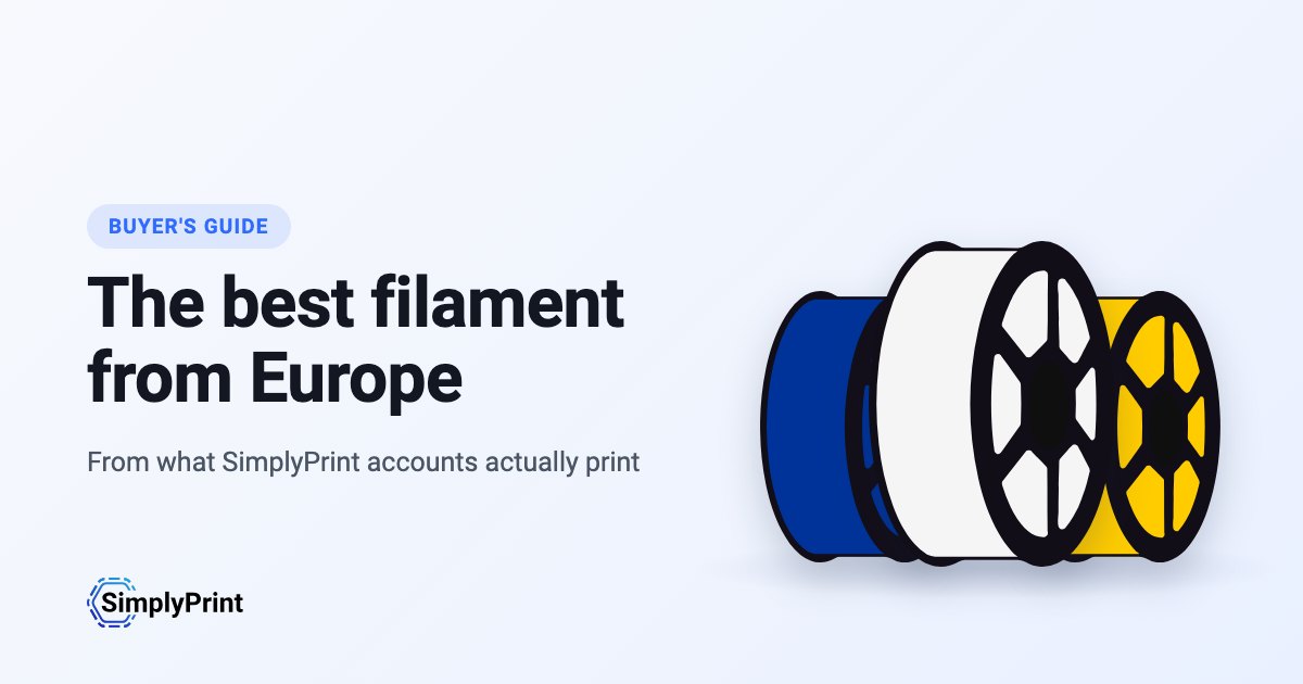 The best filament from Europe: spools in blue, white and yellow