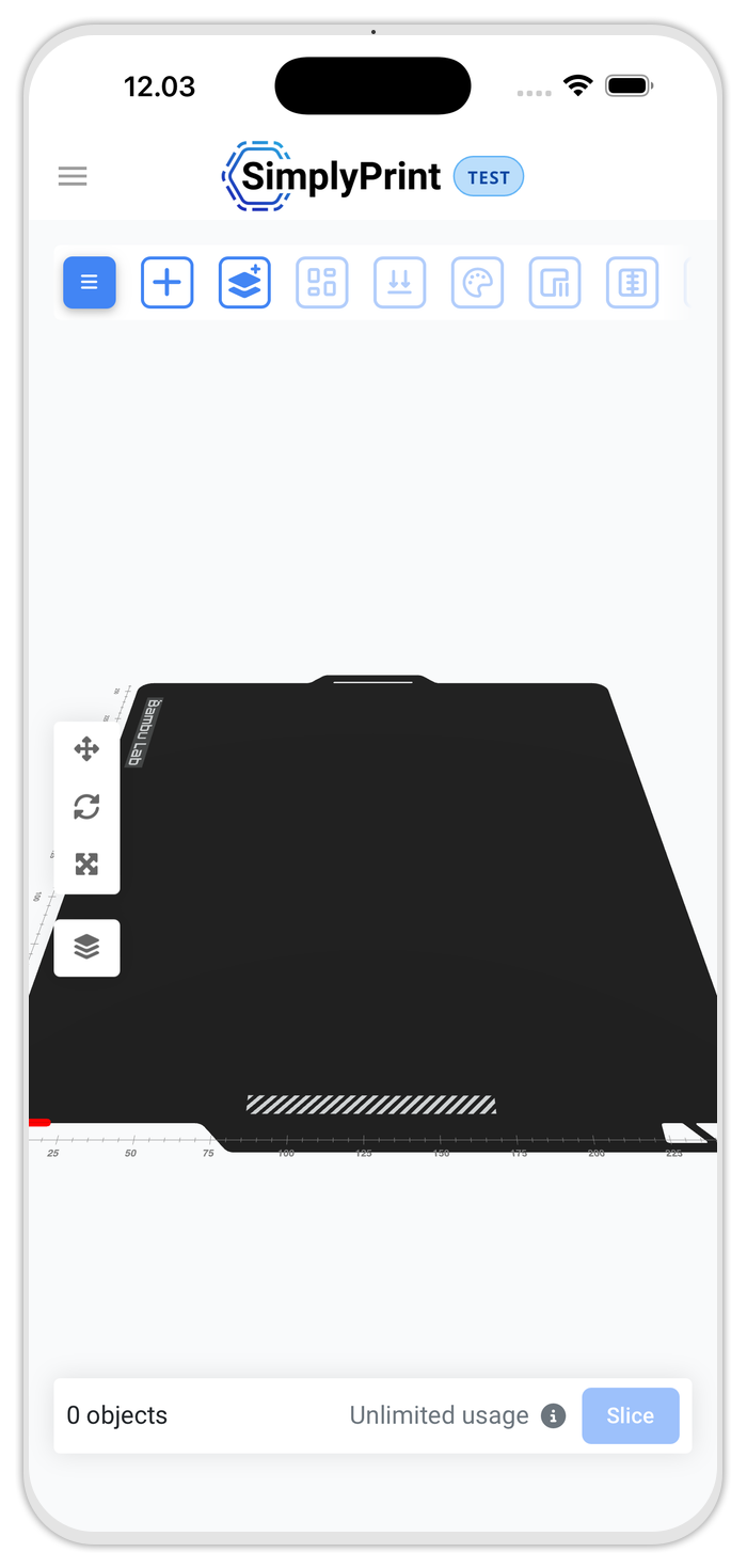 An Android phone and a tablet running the SimplyPrint cloud slicer in the browser, with the OrcaSlicer engine and a model loaded on the build plate