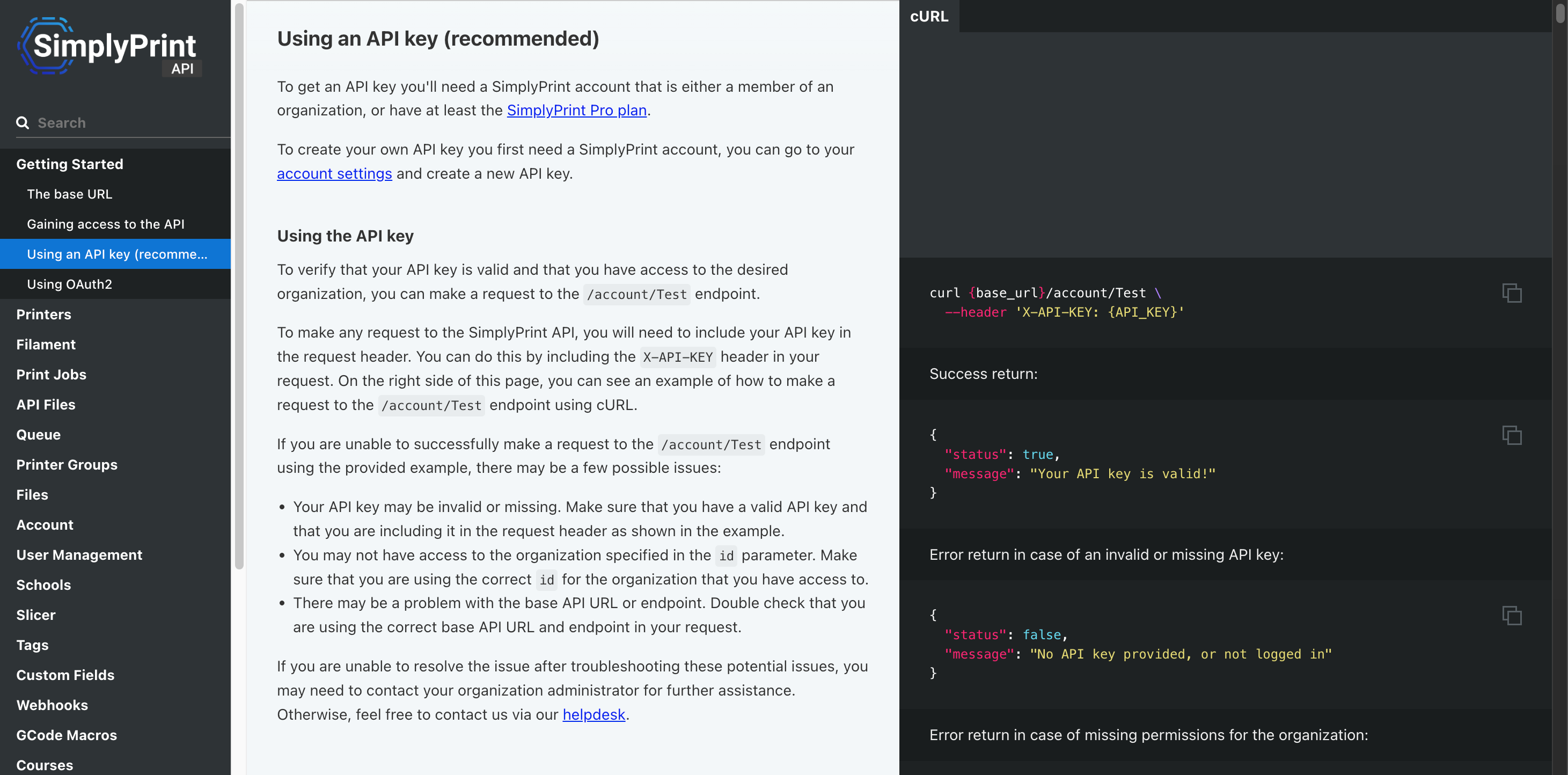API key auth