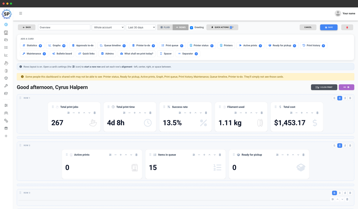 The custom dashboard builder