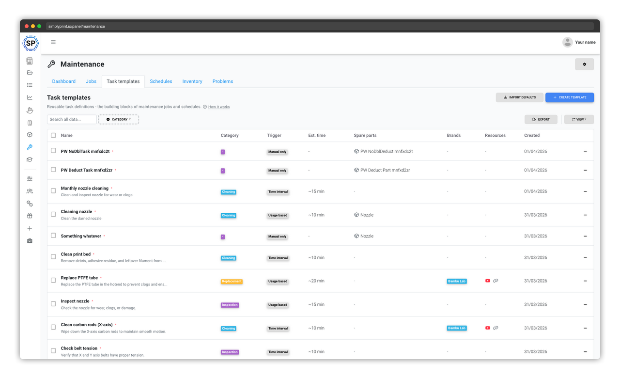 Task templates