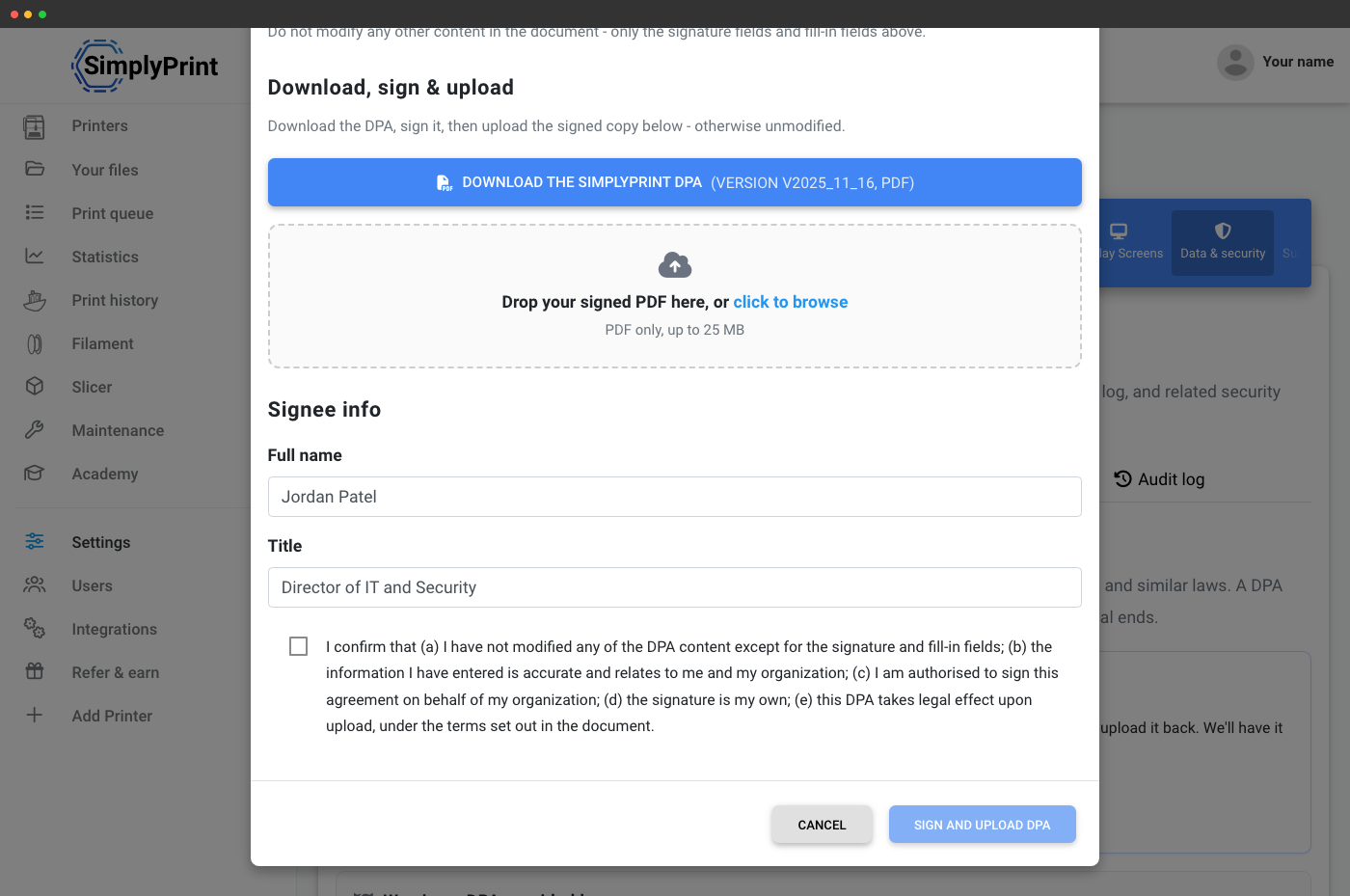 Sign the DPA