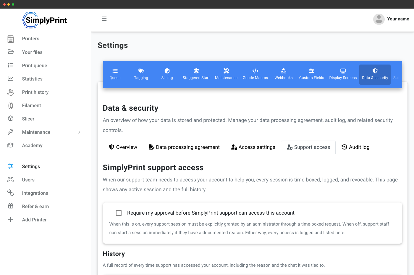 Support access
