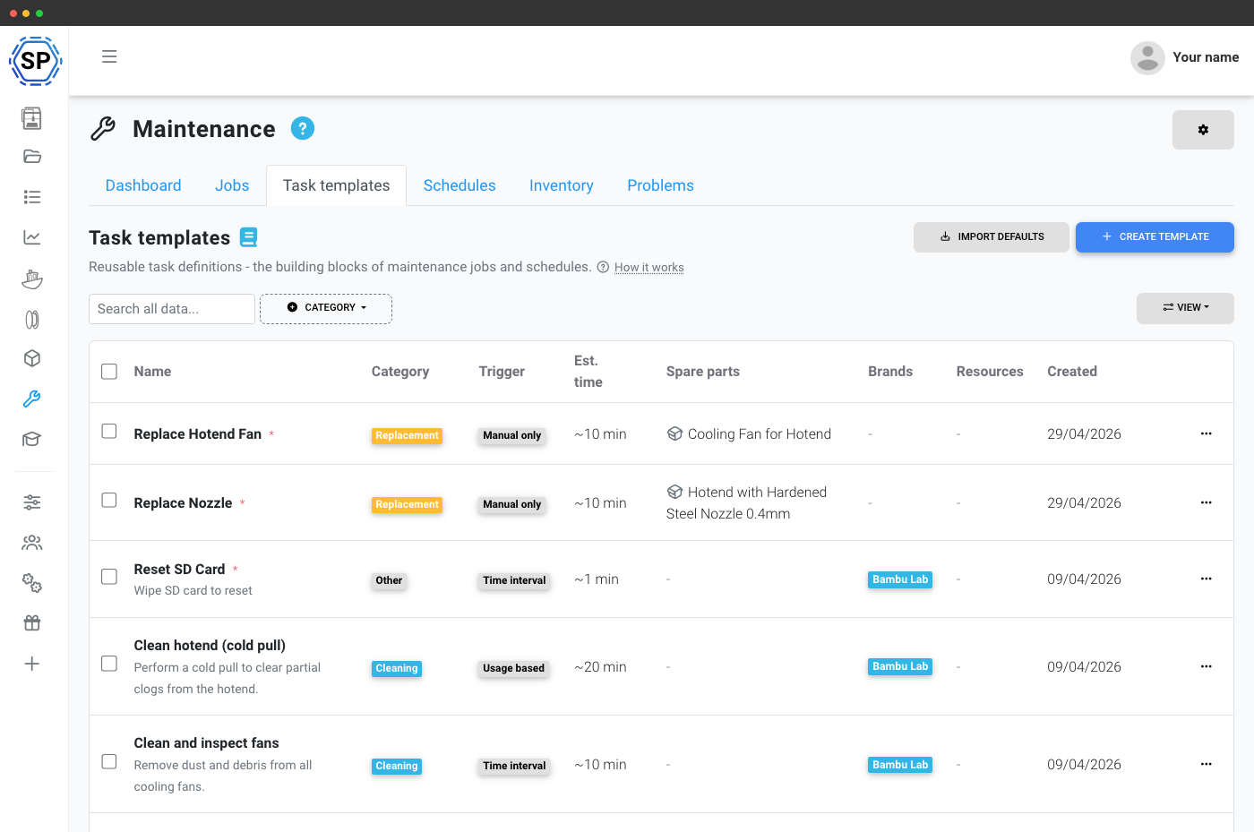 Task templates