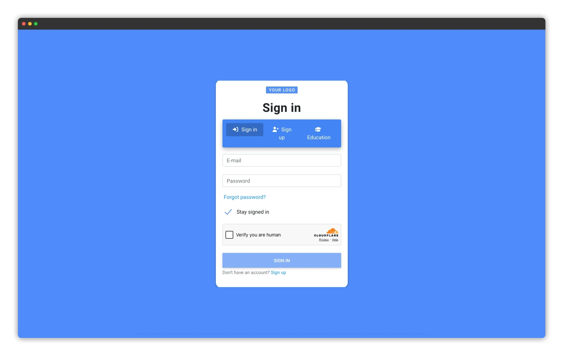 The placeholder white-label instance every new OEM starts from - 'Your brand' sign-in page waiting for a logo