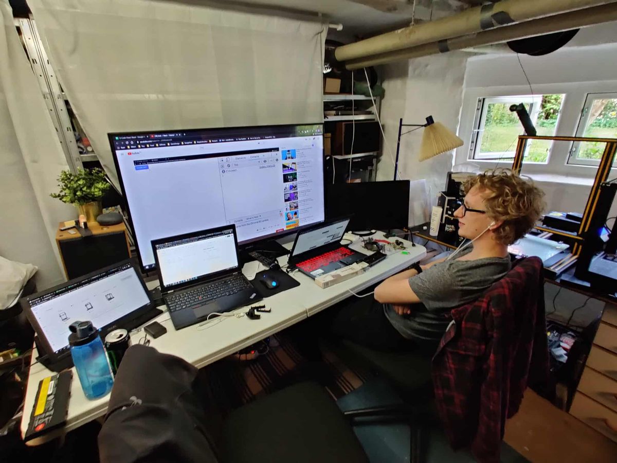 Working on the app in the basement