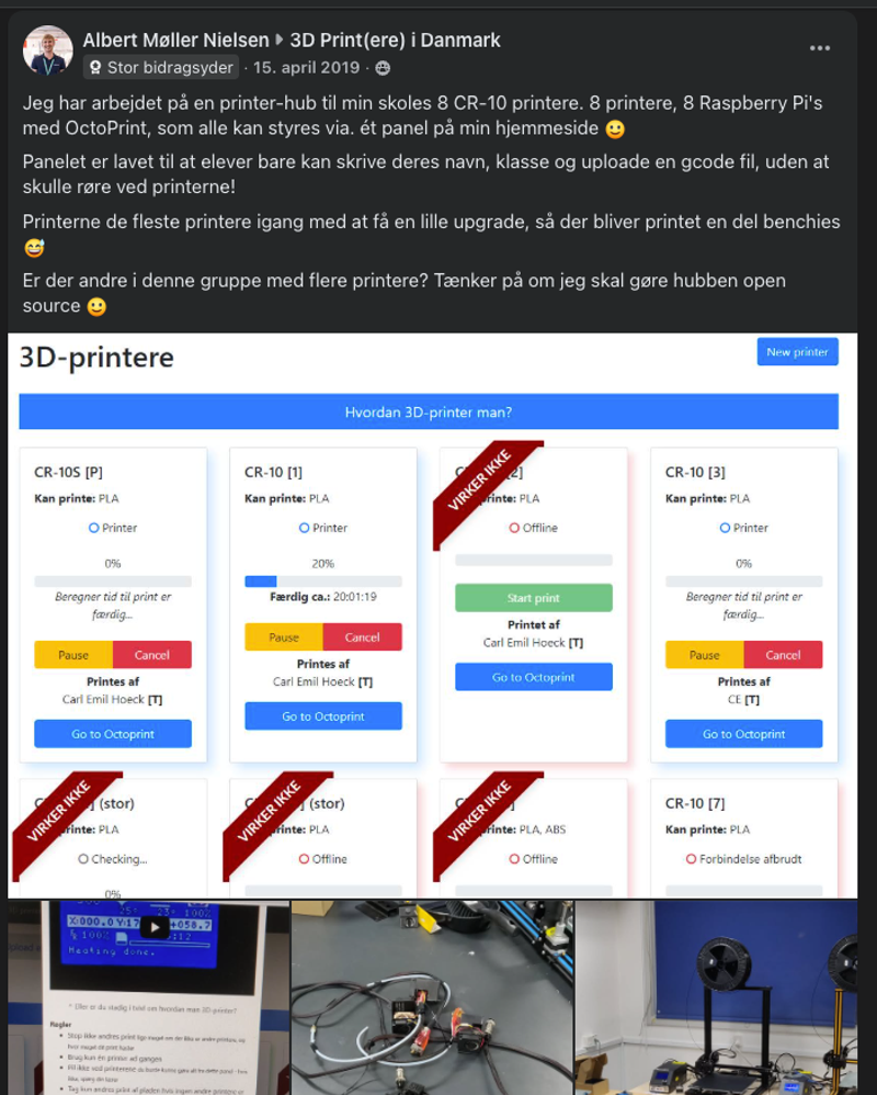 The Facebook post that sparked interest in SimplyPrint