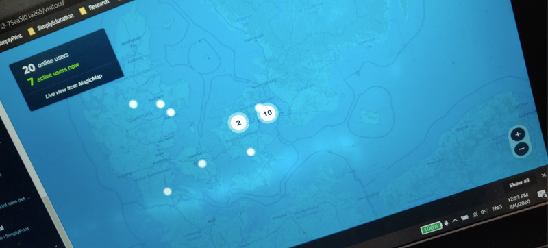 Map of active users on launch day in Denmark