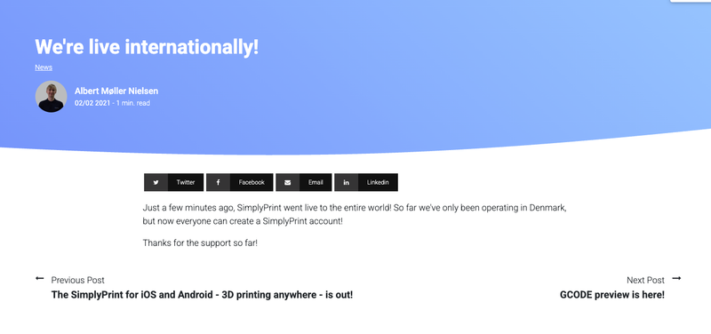 SimplyPrint international launch blog post