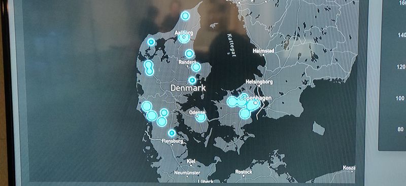 Map of active prints across Denmark