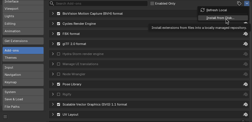 Install from Disk option