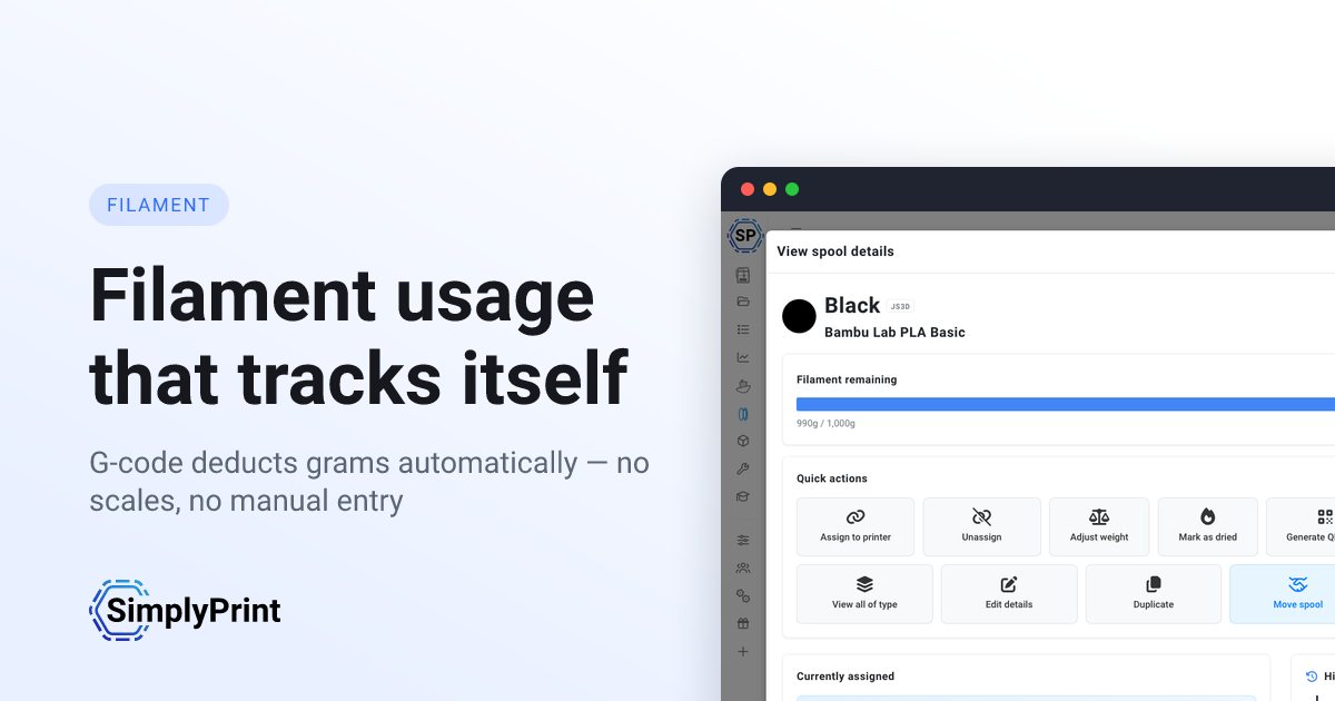 Automatic filament tracking: no scales, no manual entry - SimplyPrint