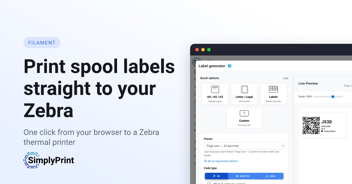 Zebra filament label printing: print spool labels straight from your ...