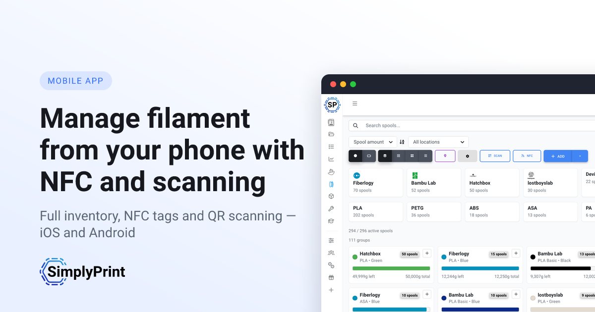 Filament manager app: NFC & scanning on iOS & Android - SimplyPrint