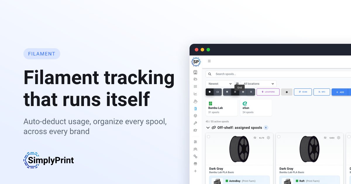 Filament manager that tracks usage for you - SimplyPrint