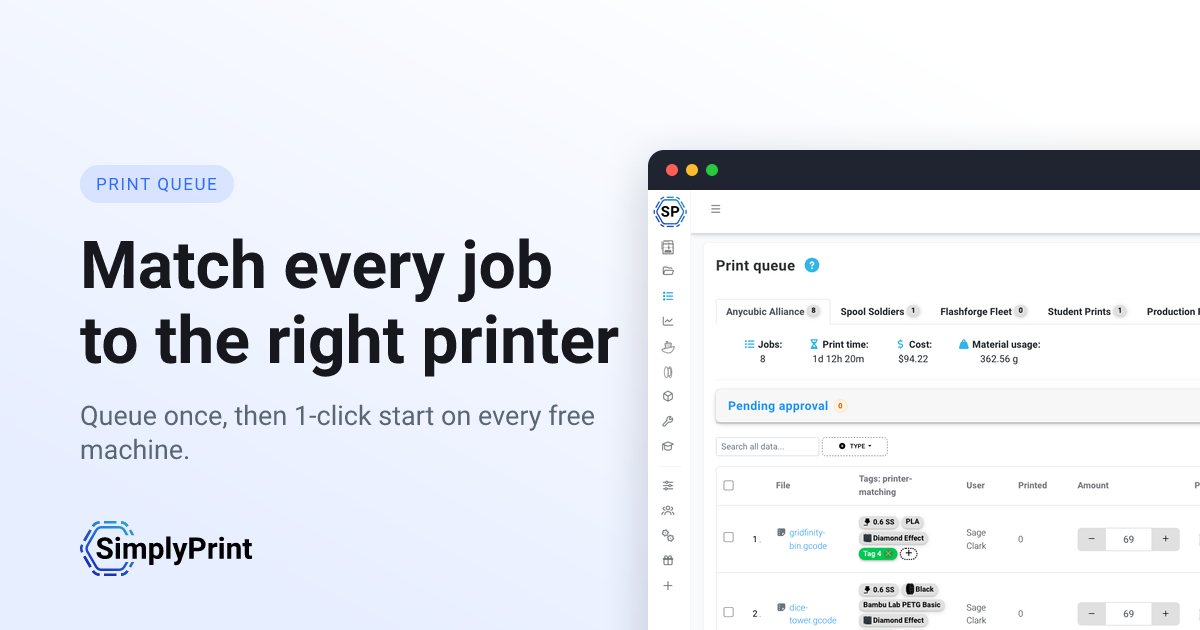 3D print queue software for 3D printer farms - SimplyPrint