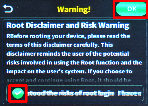 HI root access disclaimer