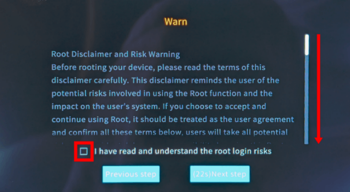 Root access disclaimer