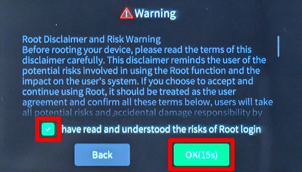 K2 root access disclaimer