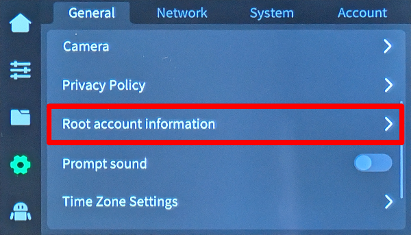 K2 Settings → Root account information